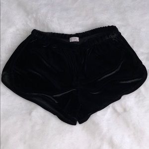 Black velvet shorts